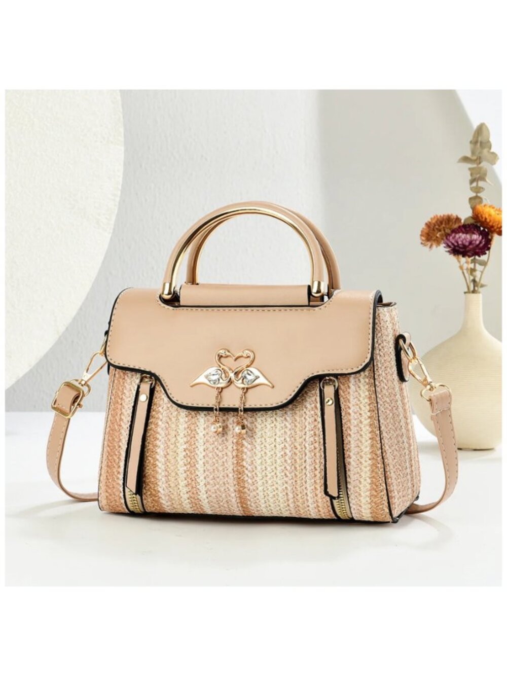 Women's Satchel Crossbody  Small bag with Golden Tone Accents, Multicolor